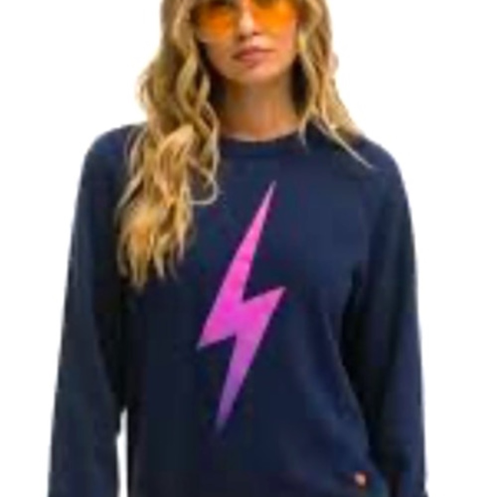 AVIATOR NATION - BOLT FADE SWEATSHIRT - NAVY // PINK PURPLE - S